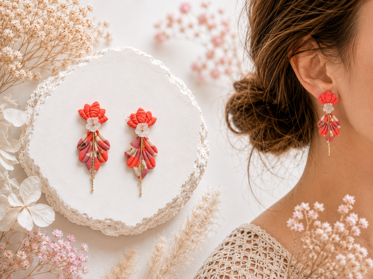 Boucles d'oreilles en argile polymère