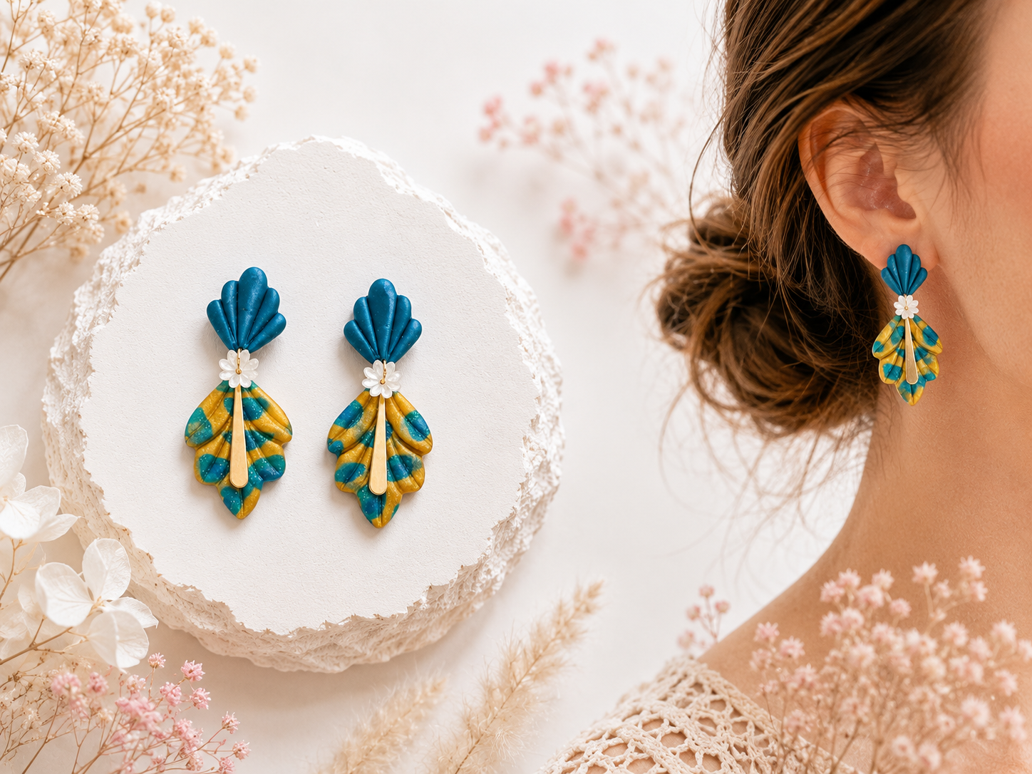Boucles d'oreilles en argile polymère