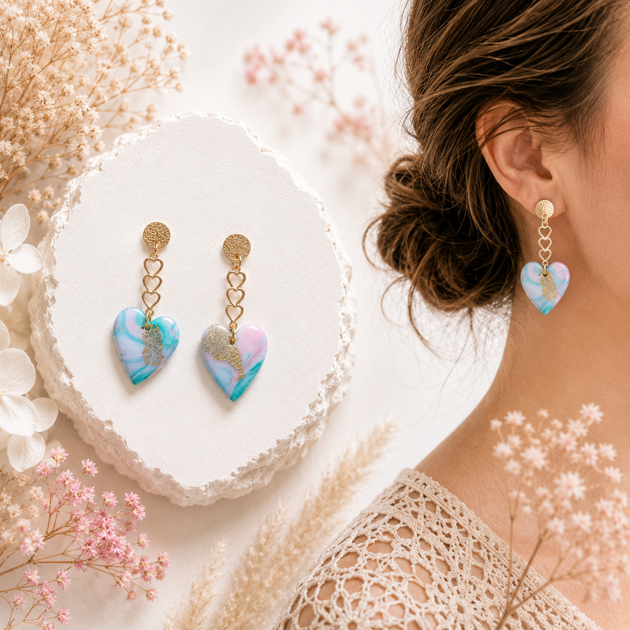 Boucles d'oreilles en argile polymère