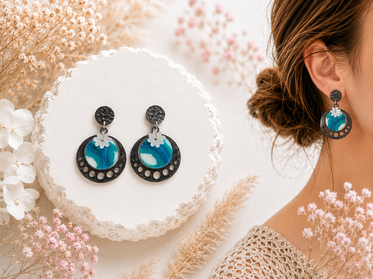 Boucles d'oreilles en argile polymère