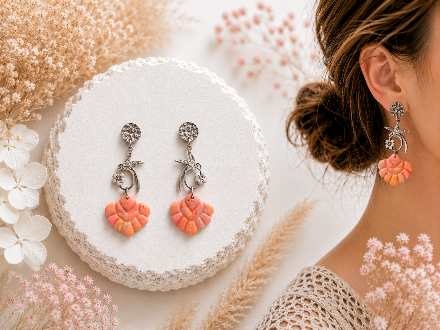 Boucles d'oreilles en argile polymère