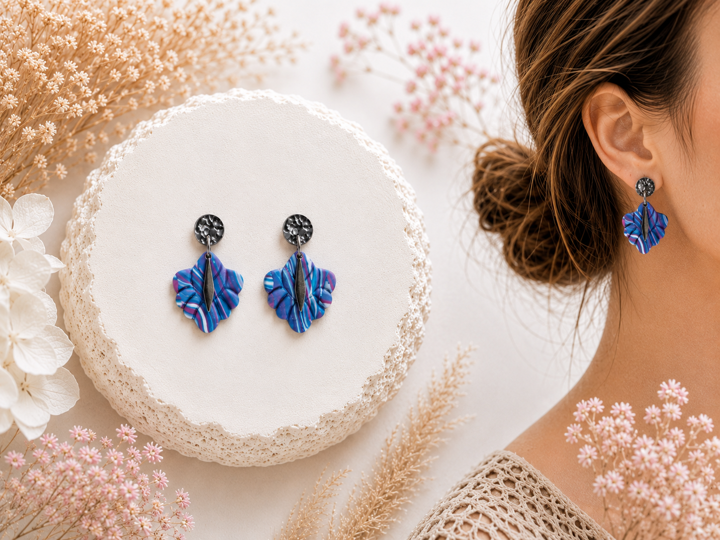Boucles d'oreilles argile polymère